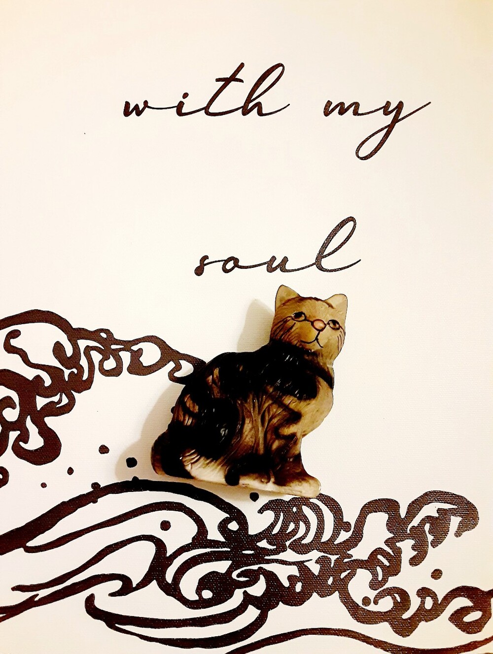 Hand-Painted Brown Cat Figurine Decorative Accent Figurine